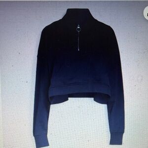 Navy Blue We Wore What Terry Cropped Quarter Zip Pullover
